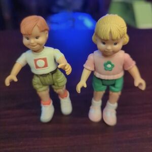 Vintage Fisher Price Loving Family Sister & Brother 1998 Boy & Girl Pink& Blue